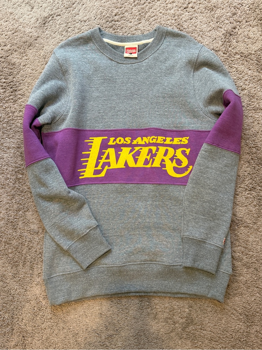 HOMAGE Grey, Purple & Yellow Los Angeles Lakers Crewneck